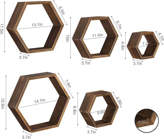 NEX™ Hexagon Floating Honeycomb Shelves Set